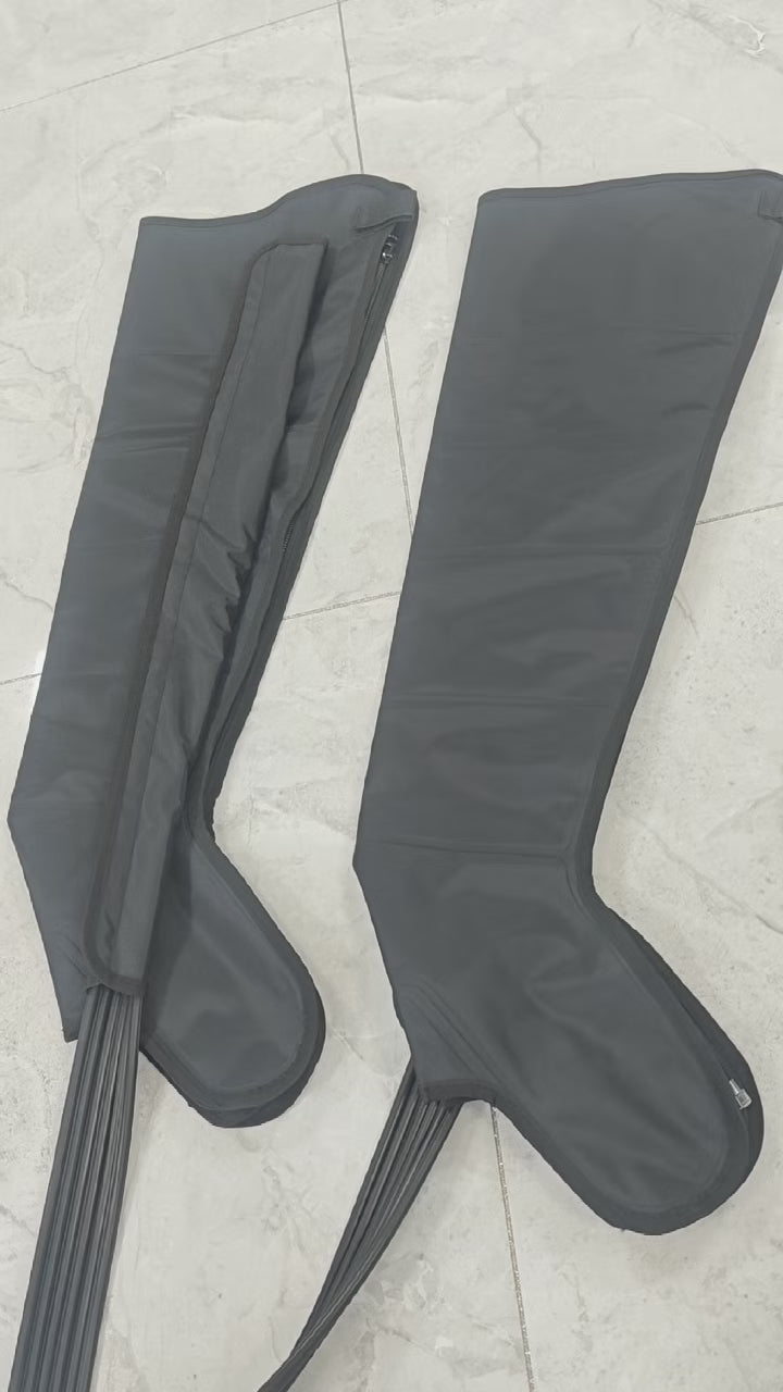 Onda Core 6 wireless recovery boots in use, full compression cycle from ankle to thigh