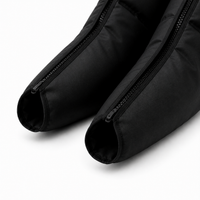 Close-up of Onda recovery boots open-toe design and reinforced zippers
