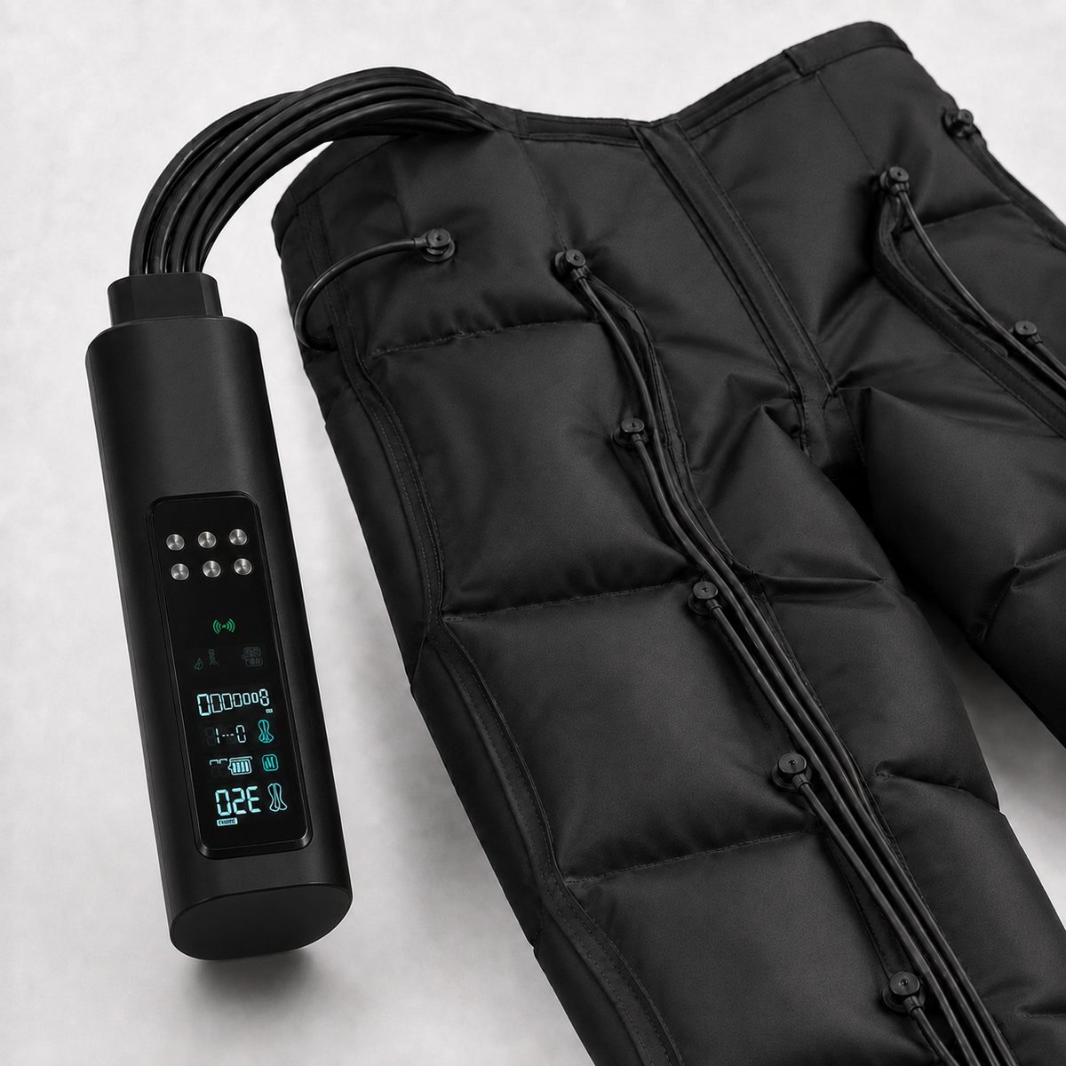 Close-up of the wireless controller supplied with the Onda Recovery Pants
